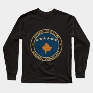 Vintage Republic of Kosovo Europe European EU Flag Long Sleeve T-Shirt